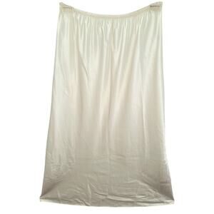 Calvin Klein Vintage Maxi Slip Skirt Ivory Silky Satin Elastic Waist Retro